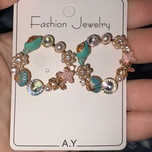 Gold and Pink Seashell Earrings